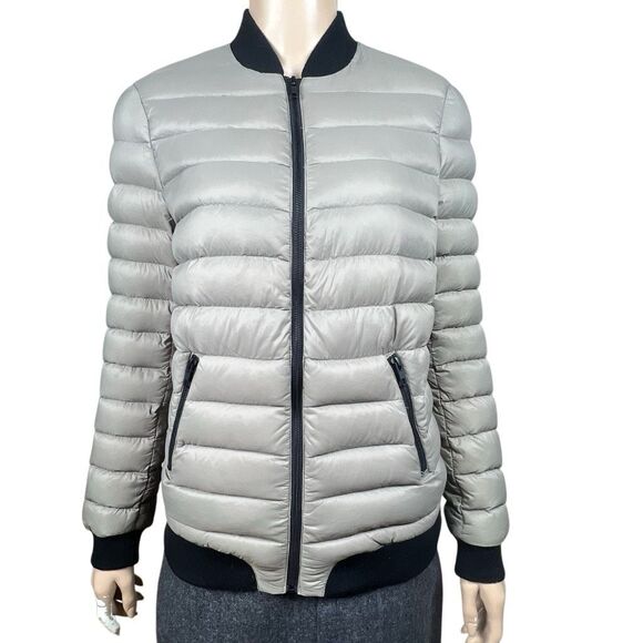 Soia & Kyo Lightweight Down Bomber Jacket Taupe Gray - Picture 1 of 14